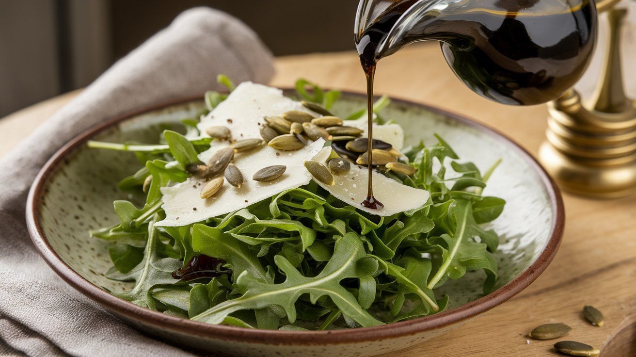 Picture Arugula, pepita, and Parmesan salad