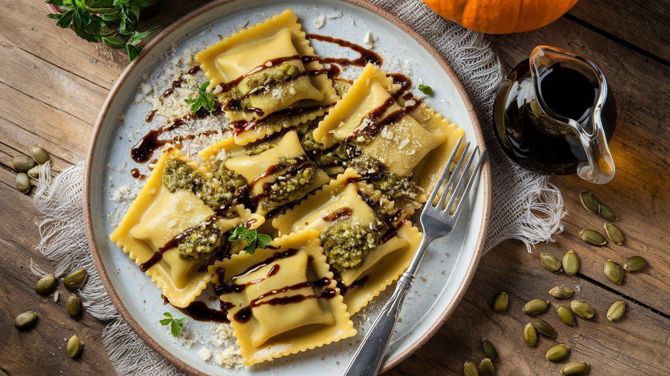 Picture Pumpkin Seed Pesto with Pumpkin Ravioli