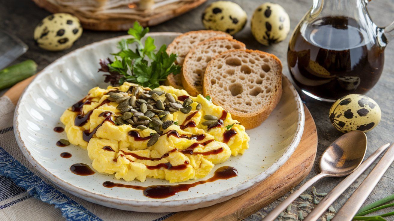 Picture Scrambled Egg from Quail Eggs with Pumpkin Seed Oil